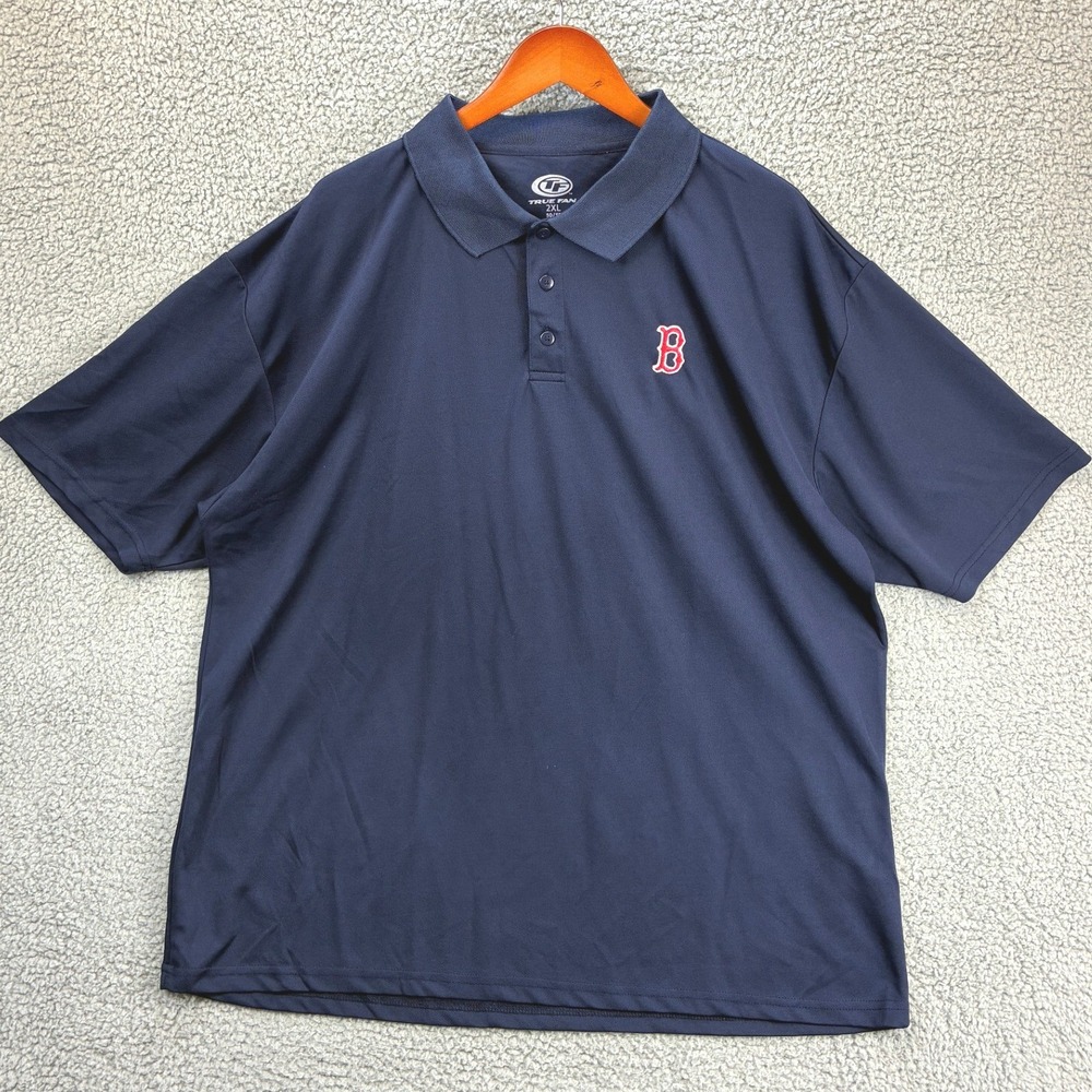 True Fan Polo Shirt Boston Red Sox MLB Men's 2XL Navy Blue Performance Golf